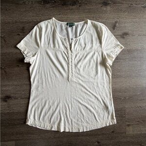 Ralph Lauren Women's Ivory Short Sleeve Tee